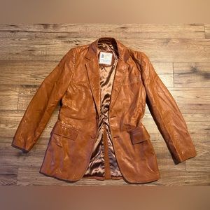 London Fog Vintage Brown Leather Blazer